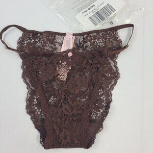 NWT Victoria's Secret Dream Angels Brown Lace Adjustable Thong S/P New